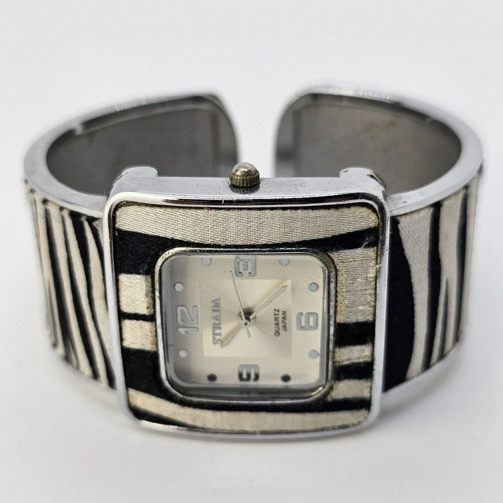 Strada Women's Watch 35MM Zebra Design‎ Cuff White Dial 6